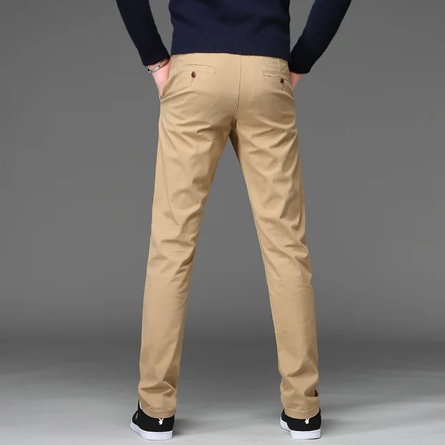 Pantalones rectos de negocios para hombre, Pantalón elástico de algodón, ajustado, informal, talla grande 42 44 46, negro, caqui, rojo, azul 4