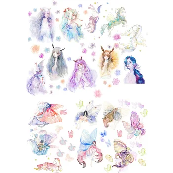 

2pcs/lot Watercolor Fairy DIY Decor Scrapbook Bullet Journal Stationery Stickers Planner Poster Patchwork Craft Supplies
