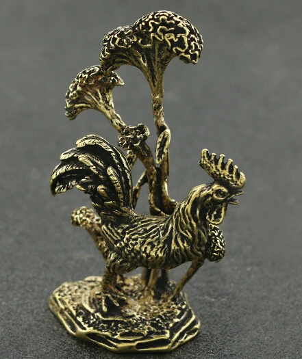 

Retro brass sculpture small cock bronze ornaments, solid pure copper tabletop ornaments about 9x6cm