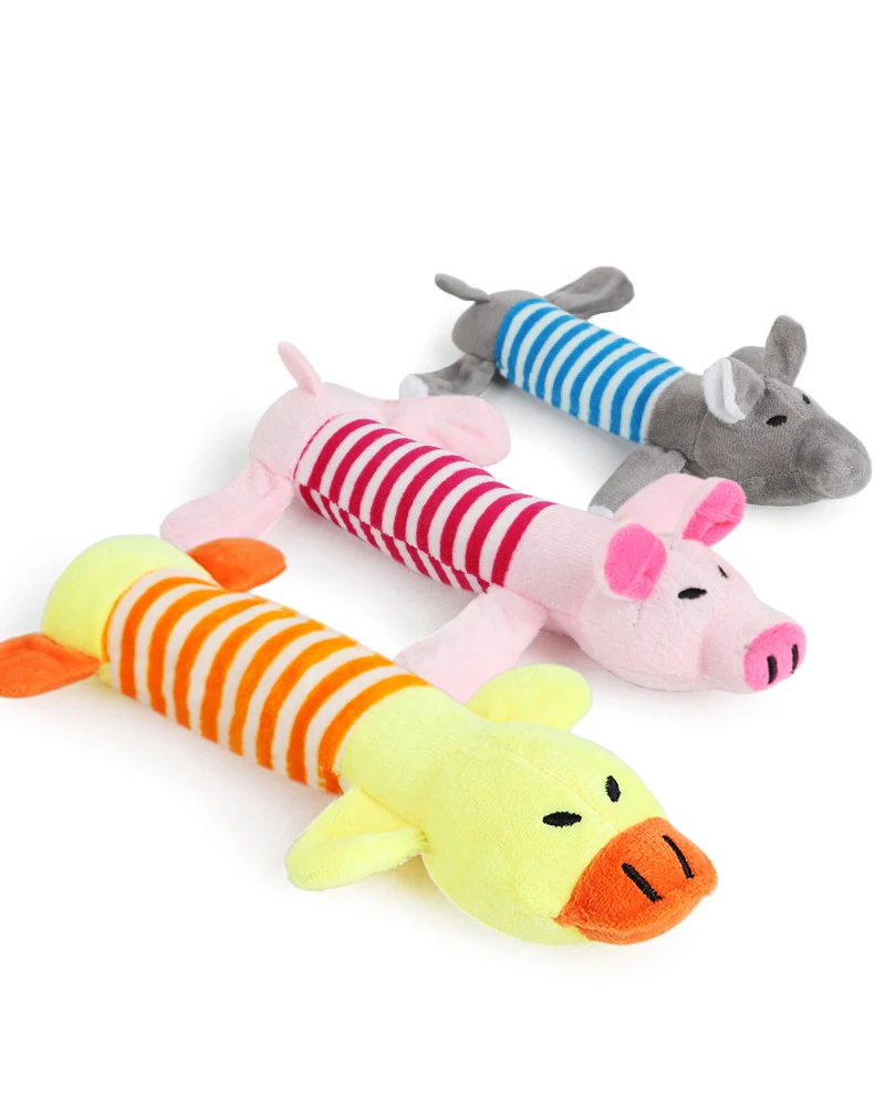 DRESSPET Pet Dog Toys Squeak Interactive piggy elephant duck Funny Plush Chew Toys For Small Dogs Puppy 101 (10)