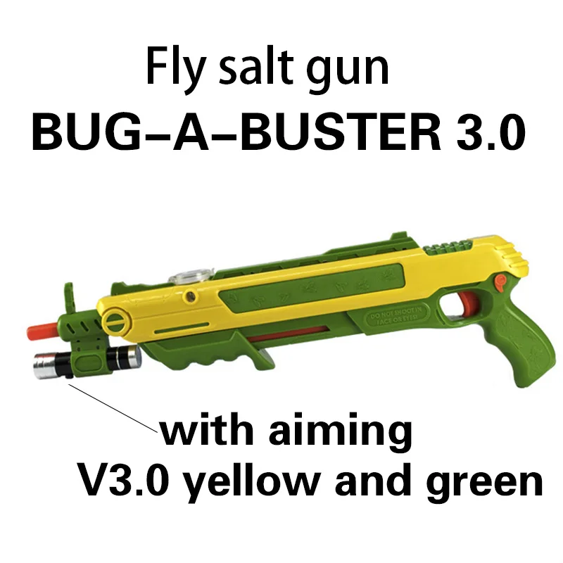 Pistola de sal Creative bug a salt Gun Salt Pepper Bullets Blaster Airsoft for Bug Blow Gun Mosquito Model Toy GunChristmas gift - Цвет: Yellow Geeen WithAim