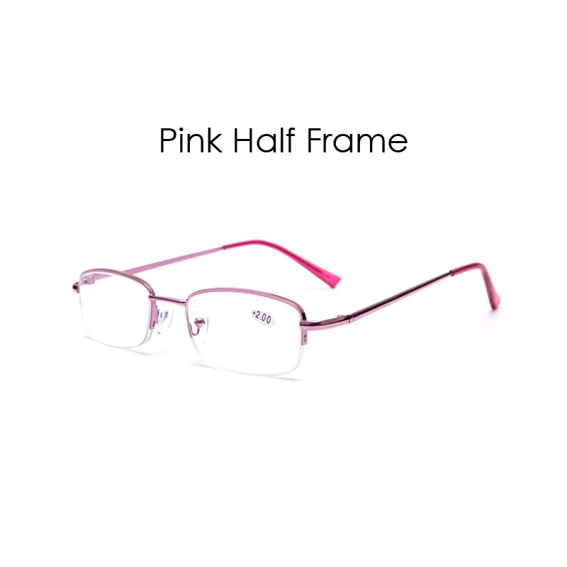 Iboode, модные очки для чтения с полуполной оправой, для мужчин и женщин, дальнозоркость, с диоптриями, для улицы, для дальнозоркости, унисекс - Цвет оправы: Pink Half Frame