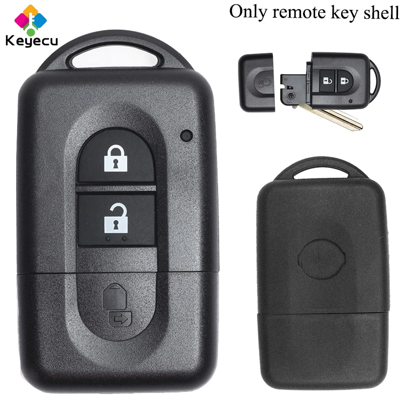 

KEYECU Replacement Uncut Flip Remote Control Car Key Shell Case - 2 Buttons -FOB for Nissan Micra Xtrail Qashqai Note Pathfinder