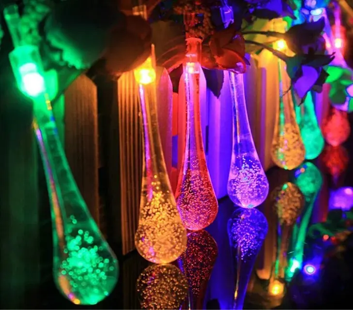 

LED Solar Christmas Lights Waterproof Water Drop Solar Fairy String Lights Garden Decoration Fairy Solar Battery String Light