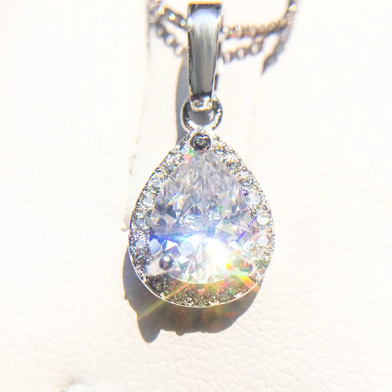 water drop crystal engagement necklace (2)