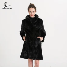 FURSARCAR Mink Real Fur Coat For Women 2017 Newest Natural Fur Coat Female Mink Coat casaco feminino Winter Mink Coats BF-C0450