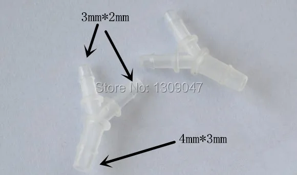 

50pcs/lot Plastic ink tube connector Eco solvent printer tube connector 4X3mm to 3X2mm Mutoh Roland Mimaki Y shaped connectors