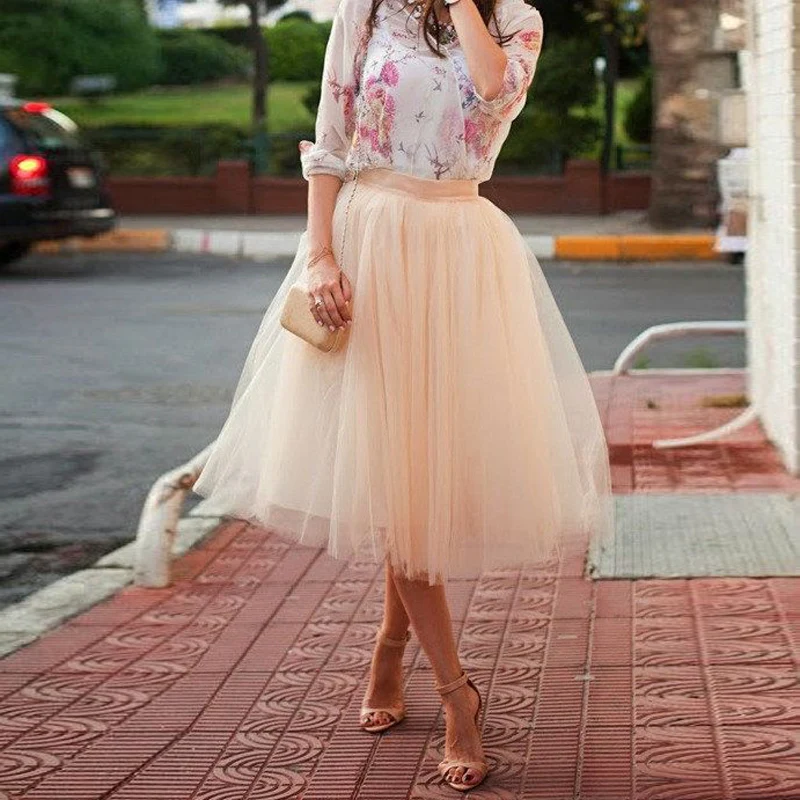 Женская Тюлевая юбка розовая с высокой талией и молнией|party skirts for women|fashion tulle