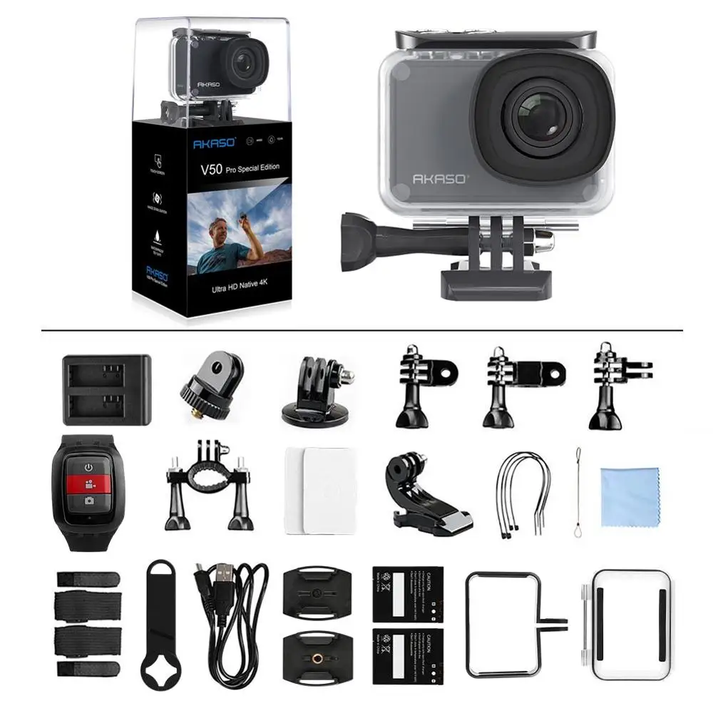 

2019 AKASO Original V50 Pro SE 4K 60fps Action Camera built in 4G DDR 2inch touch Screen 20MP underwater Sport Camera