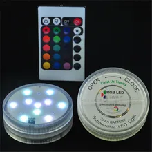20 шт./лот) цветной водонепроницаемый СВЕТОДИОД световая база с дистанционным управлением для украшения дня рождения