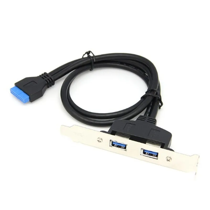 

Dual Port PCI Bracket Panel USB Cable 3.0 to Motherboard Mainboard 20 Pin Header Adapter Rear 20-Pins to 2 X USB A Female
