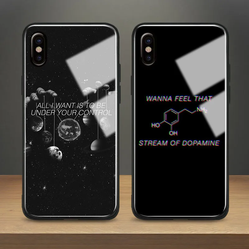 Borns song lyrics aesthetic black Tempered Glass Phone