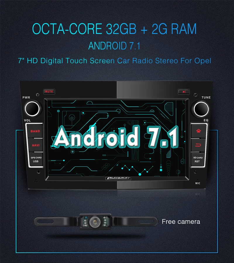 Perfect Pumpkin 2 Din7" Android 7.1 Car Multimedia No DVD Player GPS Navigation Qcta-core Car Stereo For Opel/Corsa Wifi OBD2 Headunit 1