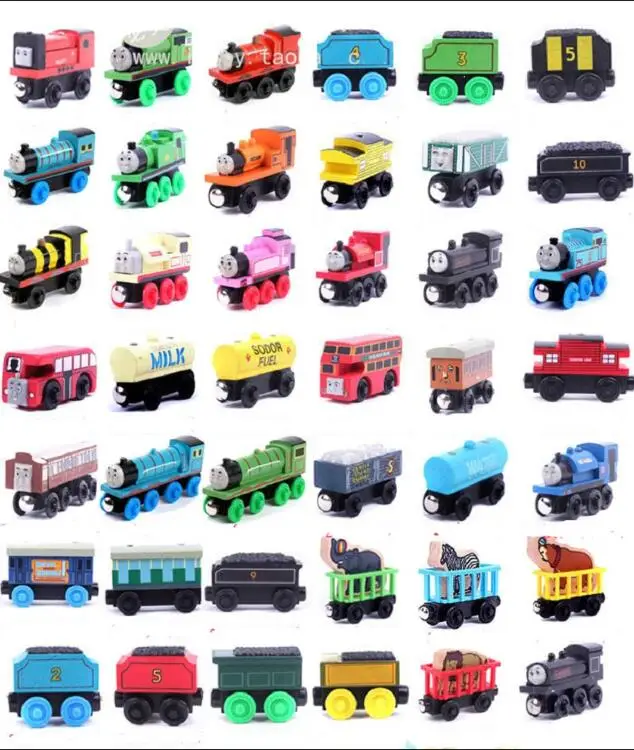 EDWONE-One деревянные железнодорожные АЗС часы полицейский поезд автомобиль слот железнодорожные аксессуары оригинальная игрушка Детские подарки Fit THOMAS BIRO - Цвет: 42pcs Trains