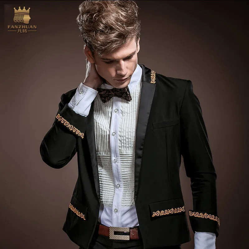 

FANZHUAN Gothic Clothing Men Slim Fit Blazers New Arrival Fashion Party Men Ultra Thin Suit Jacket tuxedos Wedding Suits Jacket