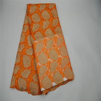 

African Lace Fabric,High Quality African Cord Lace 2018 nigerian laces Guipure Embroidery For Wedding /party dress ORANGE HJ79-1