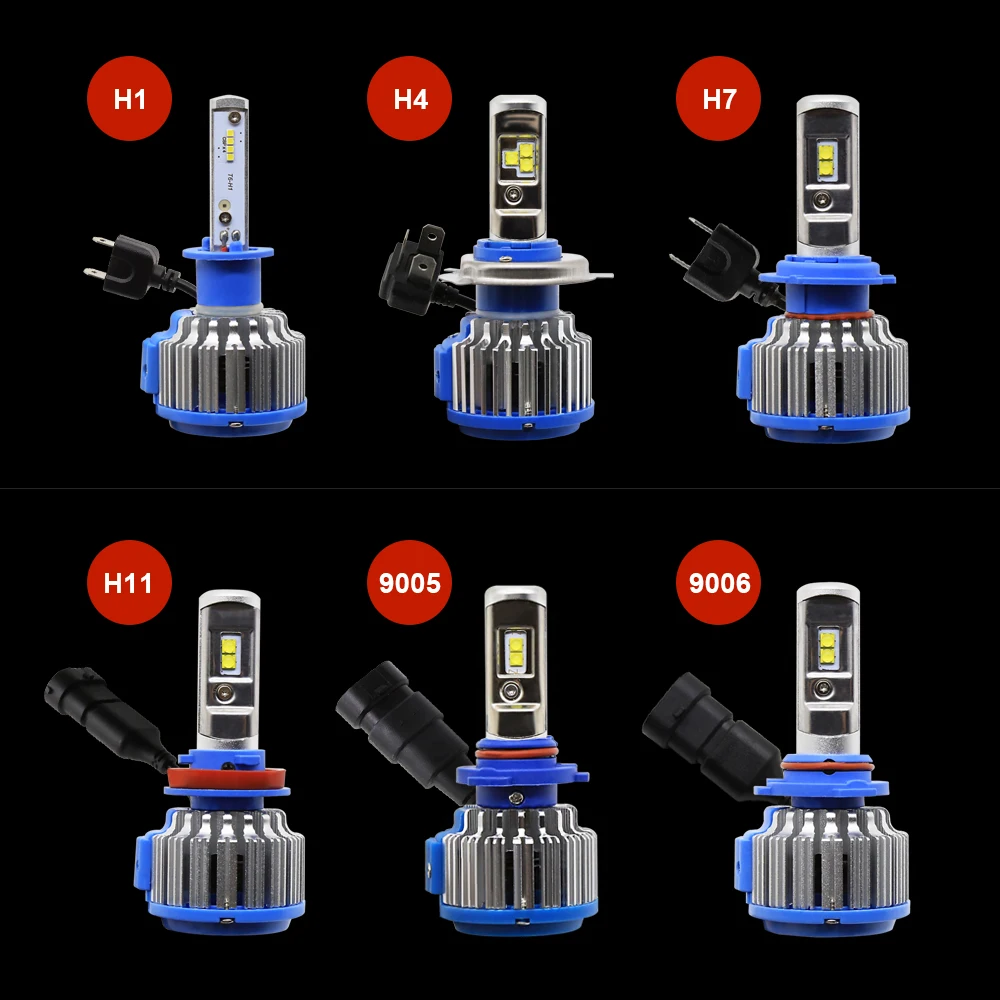 EURS 2 шт. T1 фар автомобиля H7 H4 светодиодный H8/H11 HB3/9005 HB4/9006 H1 H3 9012 H13 9004 9007 80 Вт 8000lm Авто лампы фары 6000 К свет