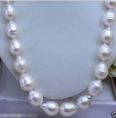 

>>>>>>HUGE SEA AAA+ 12-15 MM WHITE AKOYA BAROQUE PEARL NECKLACE 17