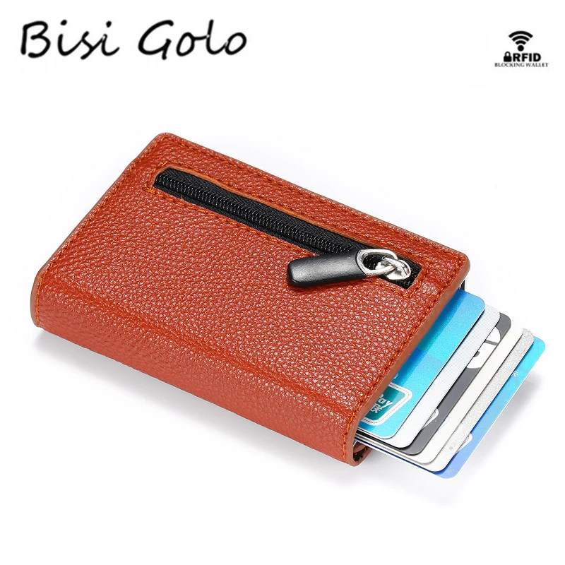 

BISI GORO New Smart Wallet Men Women Business Credit Card Holder RFID Single Box Aluminium Card Wallet Coin Purse Card Case