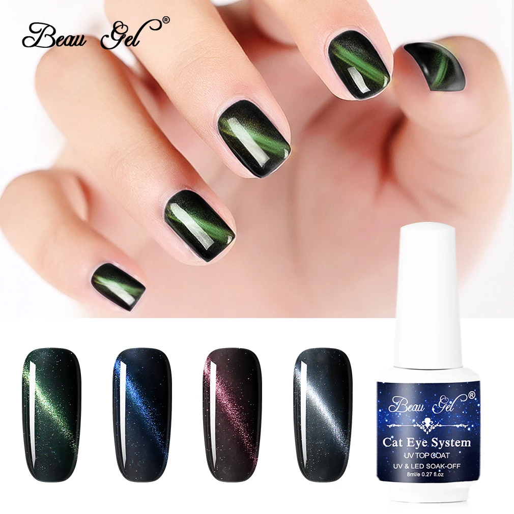 

Beau Gel 8ML Cat Eye Top Coat Soak Off UV Gel Nail Polish Chameleon Magnetic Effect Top Coat Gel Lacquer Manicure Nail DIY Art