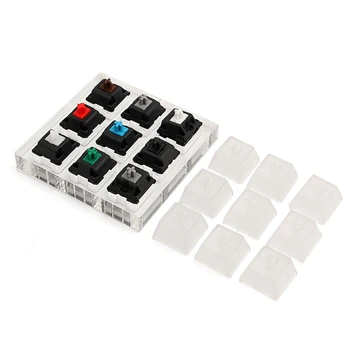 

PCB Mechanical Keyboard Switches 9 Cherry MX Keyboard Tester Kit Clear Button Keycaps Sampler Translucent Keycaps Testing Tool