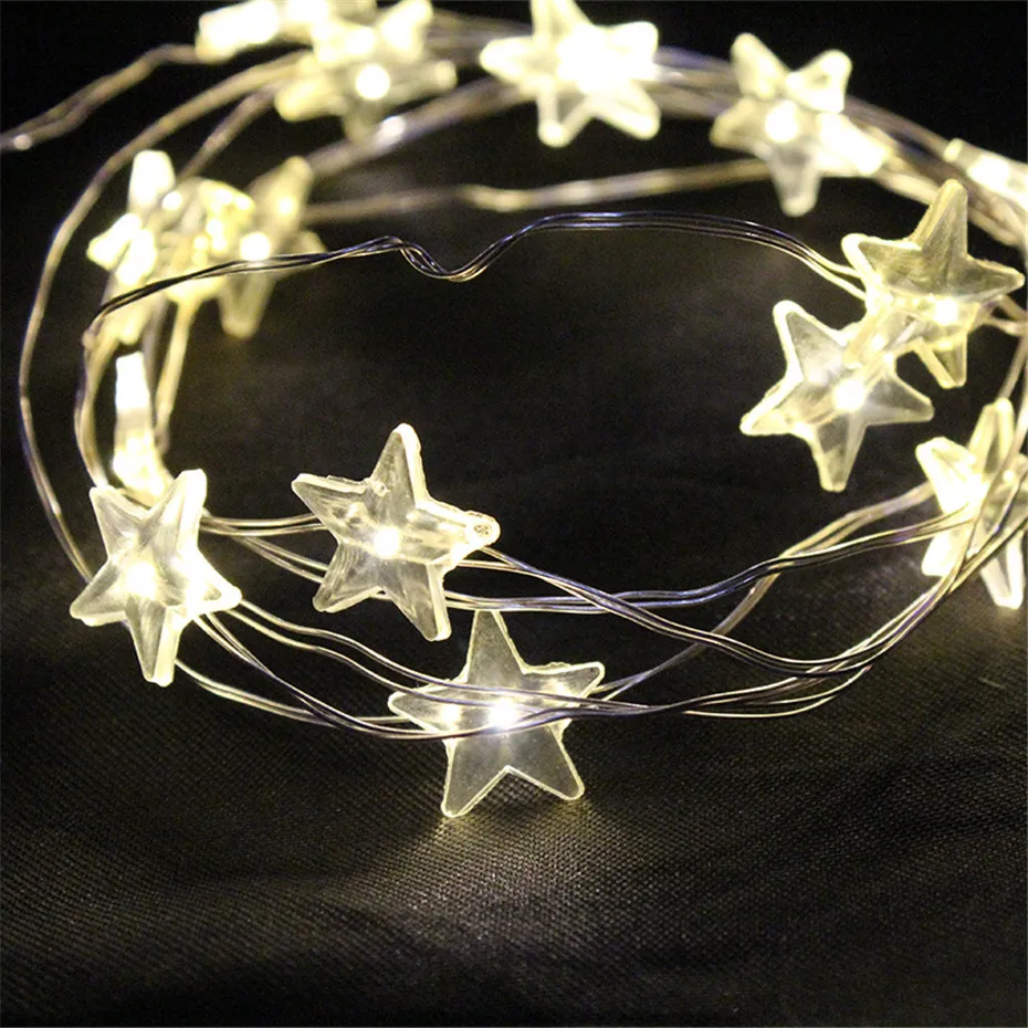 Рождественский светодиодный гирлянда 2/4 м, Звёздные серебряные провода Волшебные лампочки на батарейках для домашнего праздника Новое поступление на Год Вечерние Декор DIY Звездное строки света