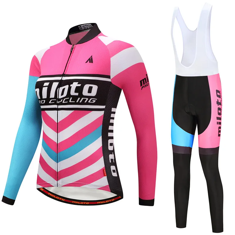 

Miloto Women Winter Thermal Fleece Cycling Jersey Set Warm Outdoor Cycling Clothing Fleece MTB Riding Wear Maillot Ciclismo Ropa