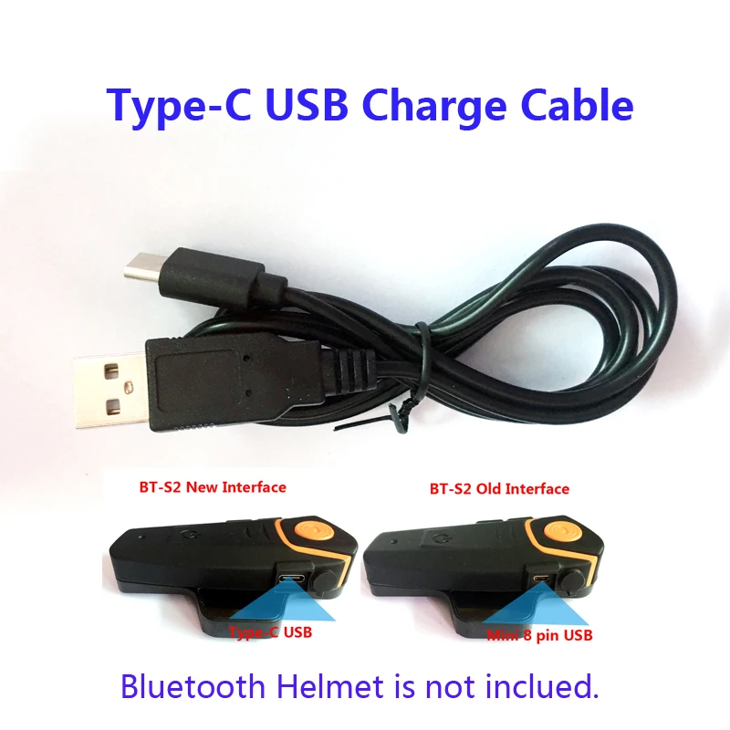 

Motorcycle Bike Helmet Accessories Type-C USB Charge Cable Suit for BT-S2 new interface Bluetooth Helmet Headset Intercom