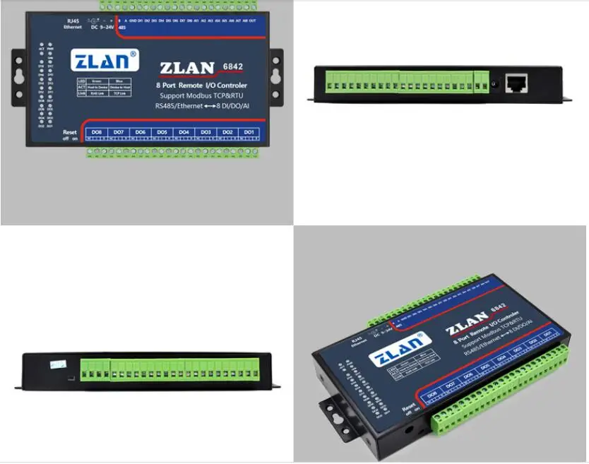 ZLAN6842 RS485 RJ45 Ethernet 8 каналов DI AI DO RS485 Modbus I/O Модуль RTU сбора данных пульт дистанционного управления Модуль платы