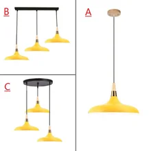 Yello Pendant Light For Kitchen Island Office Modern Ceiling Lamp Wood Pendant Lamps Bar Large Lighting Fixtures Bedroom Lights kitchen island lamps modern ceiling lamp vintage bar pendant lights loft wrought aluminum metal lighting fixtures for one pic
