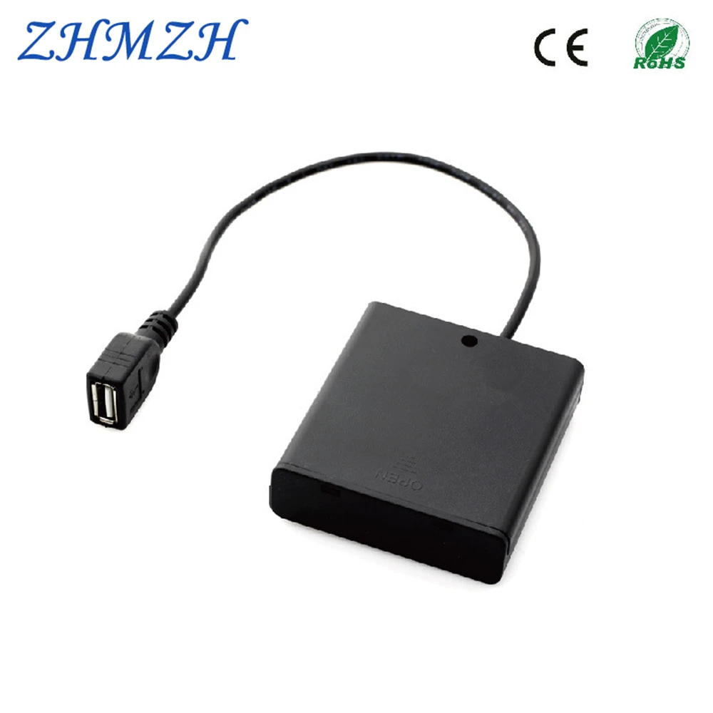 Voltage Regulator 4.8V 6V Power Supply Battery Box With Switch 4 AA Batteries Stack USB Battery