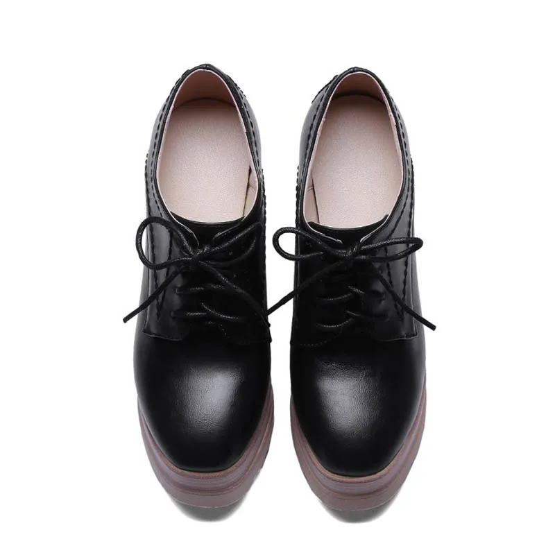 2018 New Platform High Heels Women Oxfords Shoes Ladies Casual Thick Heels Pumps Vintage PU High Heel Ankle Boots Shoes Woman (8)