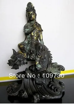 

00425 Tibetan Buddhism ride Kirin Kwan-yin bronze statues