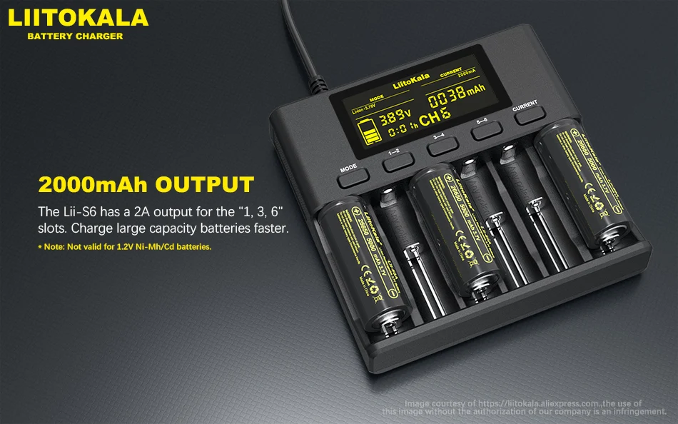 Умное устройство для зарядки никель-металлогидридных аккумуляторов от компании LiitoKala: Lii-S6 Батарея Зарядное устройство 18650 Зарядное устройство 6-слот авто-полярности для обнаружения 18650 26650 21700 32650 AA AAA батареи