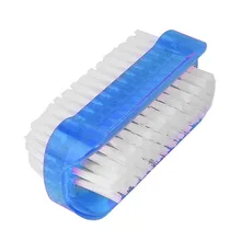 Прозрачные синие Пластиковые Двухсторонние кисти для чистки рук и ногтей, чистящие щетки для маникюра, очиститель пыли для ногтей