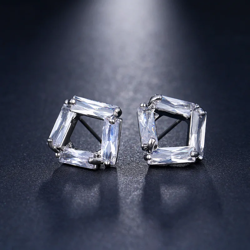 

Fashion square zircon christmas earrings for women