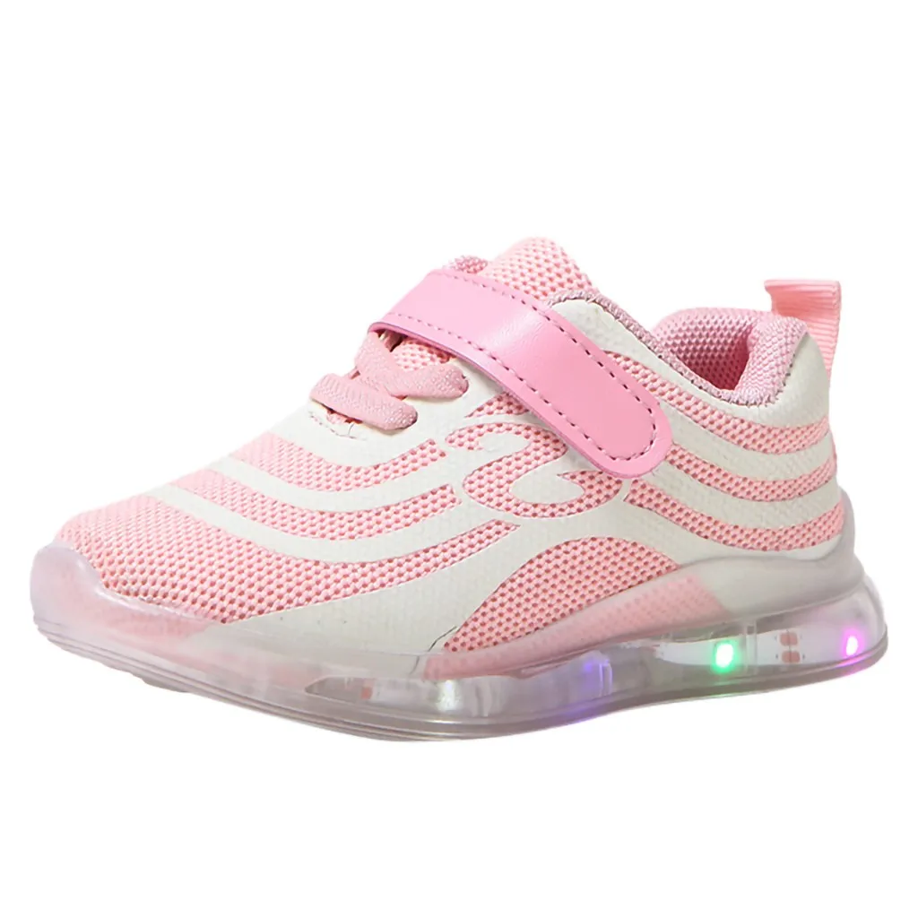 New Breathable Children Kid Baby Girls Boys Mesh Led Luminous Sport Run Sneakers Casual Shoes Fashionable Kids shoes Autumn - Цвет: C