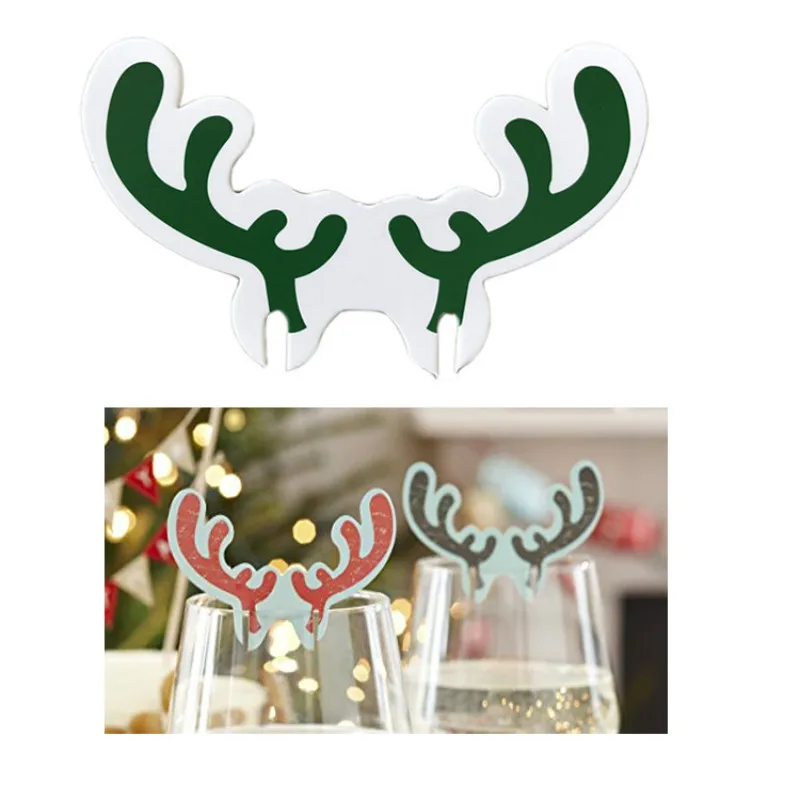 

10Pcs/lot Christmas Decorations For Home Table Place Cards Christmas Santa Hat Wine Glass Decoration New Year Party Supplies