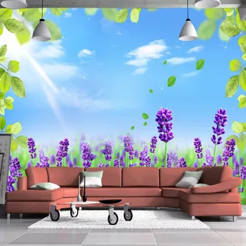 

Custom Photo Wallpaper 3D Pastoral Scenery Lavender Wallpaper Living Room Bedroom TV Background Home Decor Wall Murals Wallpaper