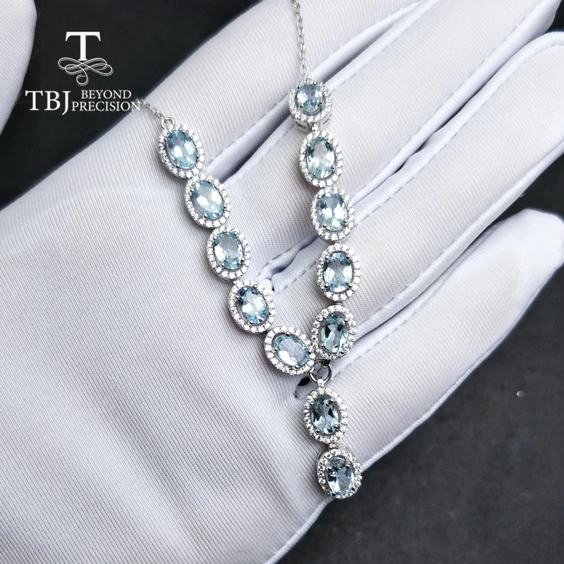 TBJ роскошное ожерелье с подвеской из серебра 925 пробы натуральный oval4 * 6 мм 4.8ct
