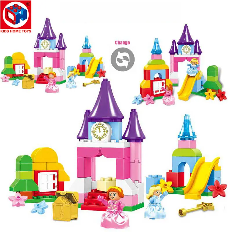 

Kids's Home Toys Girl Pink Dream Happy Princess Castle Amusement Park Model Large Particle Block Brick Toy