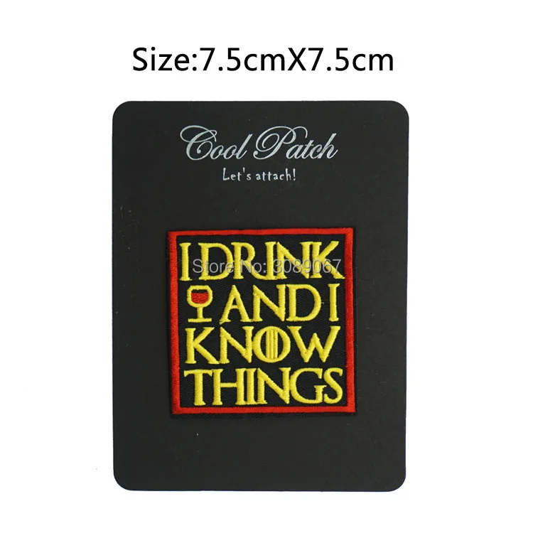 Игра I Drink and Know Things патч ТВ фильм плёнки Хэллоуин Косплэй Вышитый Костюм Утюг на