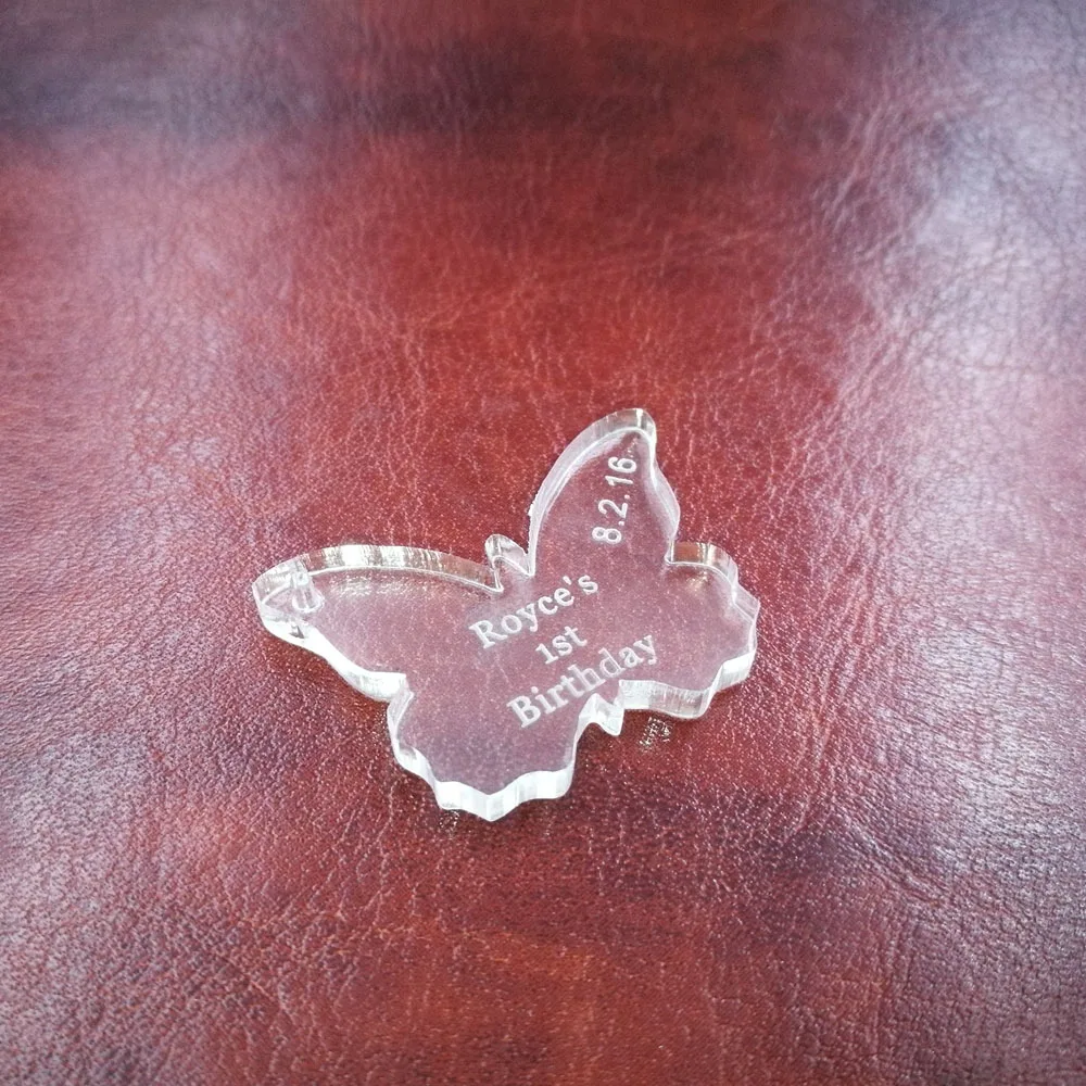 50pcs Personalized Clear butterfly star Custom Acrylic Blank Clear Acrylic Butterfly Key Chains Easter Party Gift Laser