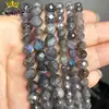 Natural Grey Labradorite Beads Faceted Loose Stone Beads For DIY Making Bracelet Necklace Jewelry Accessories 7.5'' 6mm/8mm ► Photo 2/6