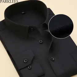 Для мужчин черный официальная рубашка с длинными рукавами Новинка 2018 года Slm Fit Повседневное пуговицах мужская одежда рубашки высокого