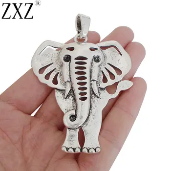 

ZXZ 2pcs Large Animal Lucky Elephant Charms Pendants for Necklace Jewelry Making Findings 71x57mm