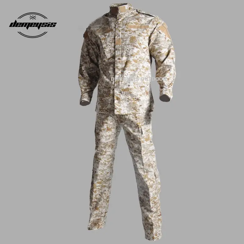 Армейская Военная тактическая Униформа рубашка+ брюки Боевая униформа Мужская армейская одежда костюм страйкбол охота снайпер камуфляж костюм - Цвет: desert digital