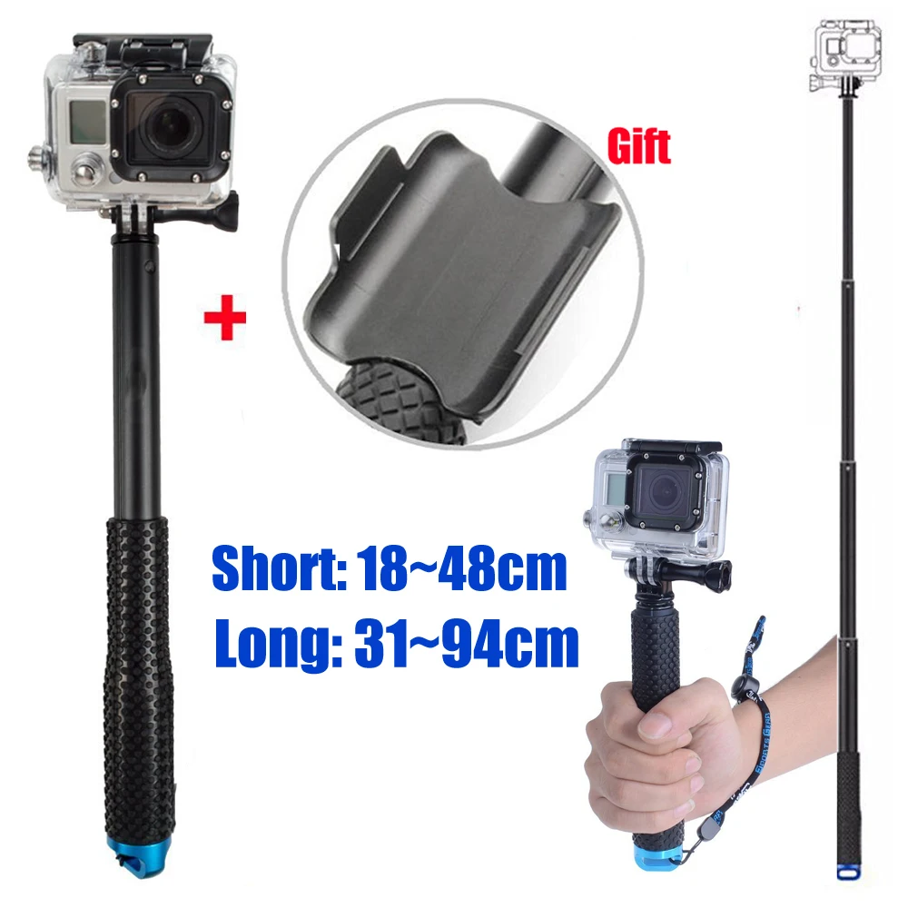 

Selfie Sticks Self Handheld Extendable Pole Monopod Stick + Remote Case for Gopro HERO 7 6 5 4 3+ Xiaomi yi 4k SJCAM Accessories