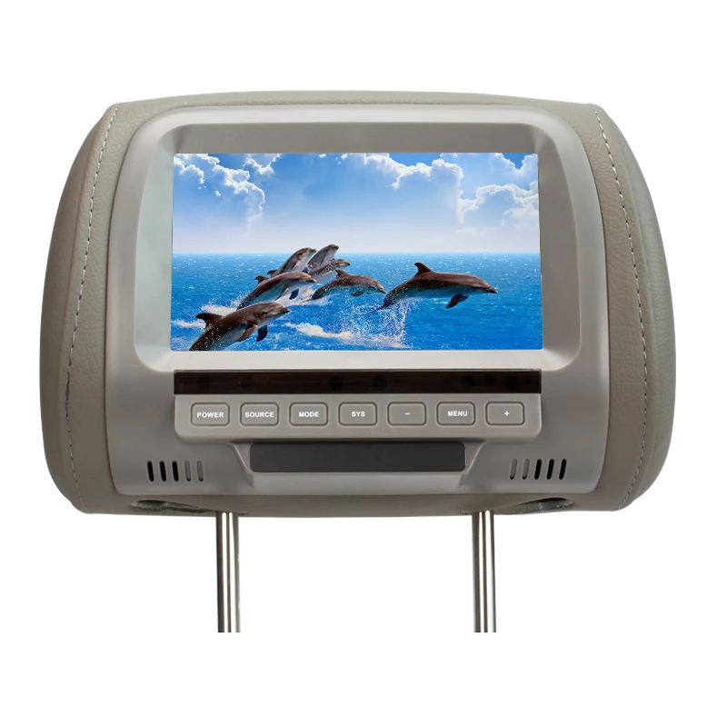gray headrest monitor car