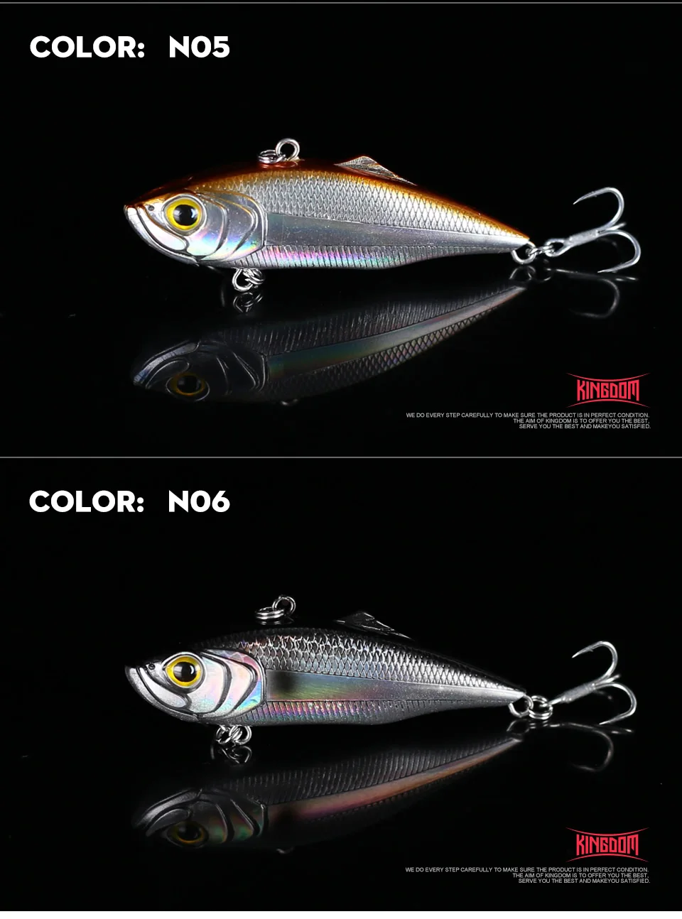 Kingdom Fishing Тонущая приманка VIB 75 мм 21,5 г/27,2 г 60 мм 10,9 г/14,3 г твердая приманка рыболовные снасти 6 штук в партии модель 5504